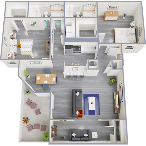 a 3d rendering of the clubhouse floor plan